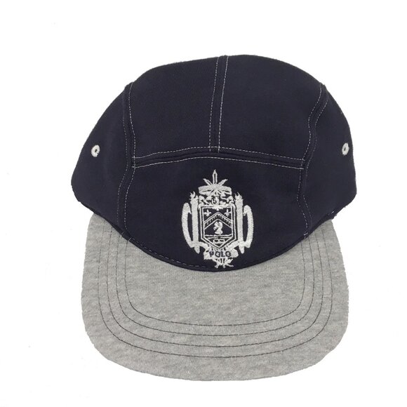 NEW Vintage Polo Sport Ralph Lauren Baseball Hat! Navy & Gray Crest Soft Fleece